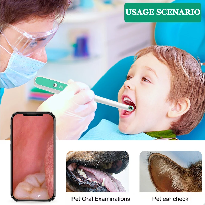 Cámara Dental inalámbrica, endoscopio Intraoral WIFI, 8 luces LED ajustables para inspección de dientes, vídeo HD, cámara Dental para dentista