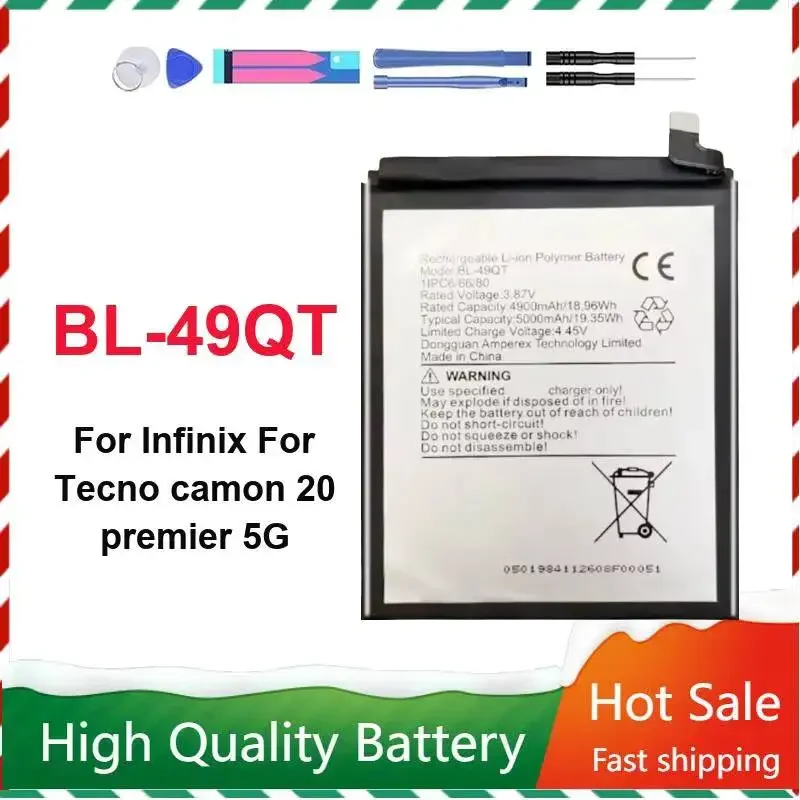 5000mAh BL-49QT Good Low-Temperature Performance Mobile Phone Battery Replaceable For Infinix For Tecno Camon 20 Premier 5G