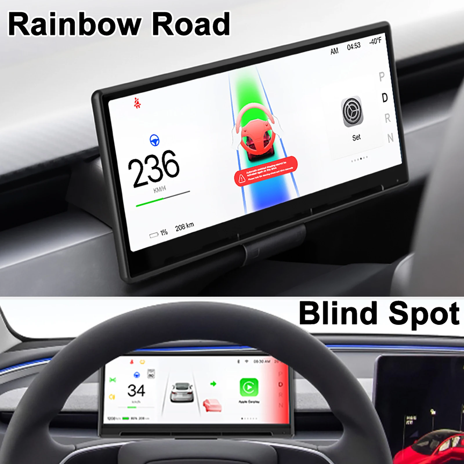 CATRONICS Head Up Display for Tesla Model 3 Highland Model Y Juniper 2025 8.9 Inch Carplay Support Energy Consumption Detection