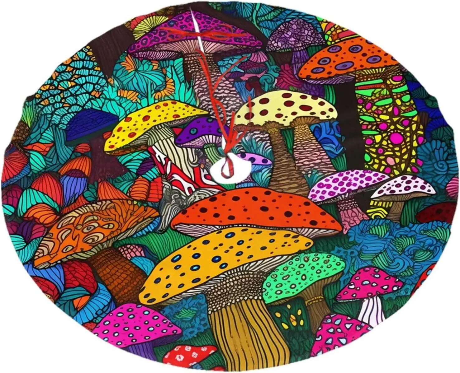 Faldas de árbol de setas de dibujos animados, adornos navideños, falda de árbol de bosque colorida para fiestas navideñas, vacaciones, todas las ocasiones 30"