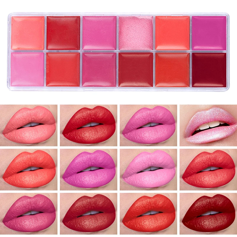 12 Colors Women Moisturizing Long Lasting Lip Gloss Palette Girls Nude Cosmetic Makeup Lip Tools Lipstick Female Cosmetics