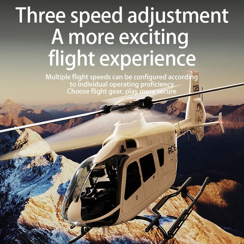 NEW C123 6CH RC Helicopter EC135 Double Brushless Direct Drive Single Paddle Aileron Free Helicopter model 3D Optical Flow Toys view 4