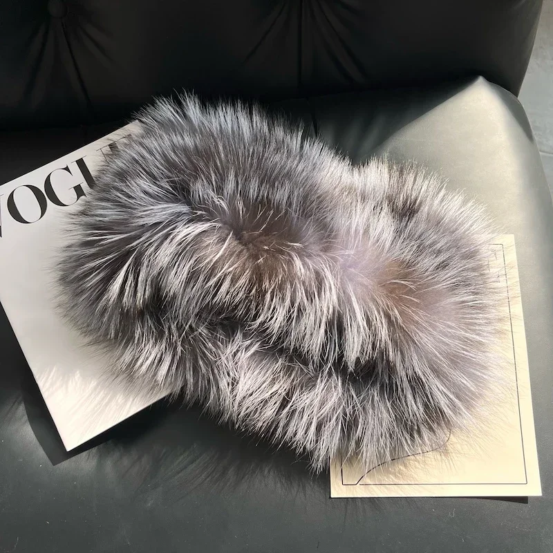 Luxuriöser Damen-Winterschal aus echtem Pelz, warmer Fuchspelz-Stirnbandring, modische Schals aus natürlichem Fuchspelz für Damen, Schals aus Naturpelz – Detail 8