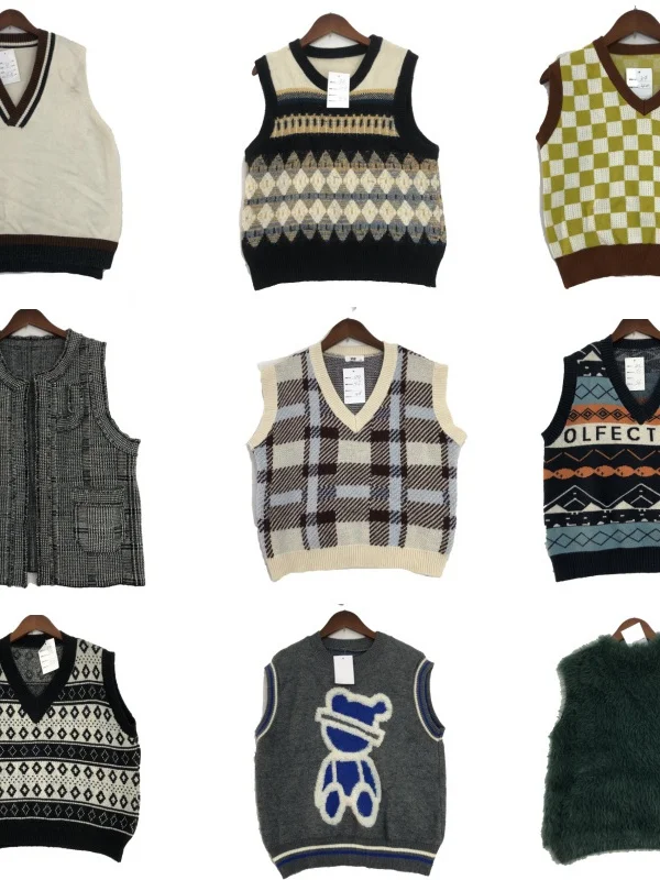

Vintage Wool Vest ex Soft Cute Forest System Autumn Winter Faionable Retro Sle M Fem Clothing Cartoon Print Design
