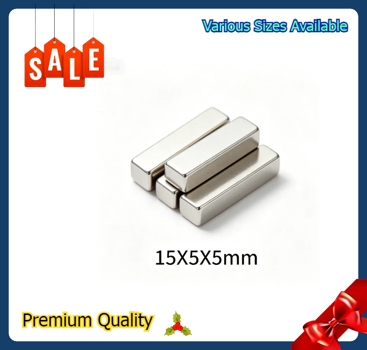 Super Strong 15x5x5mm Neodymium Magnet Square Block NdFeB Permanent Magnet For DIY Handmade Gift Box Packaging Crafts