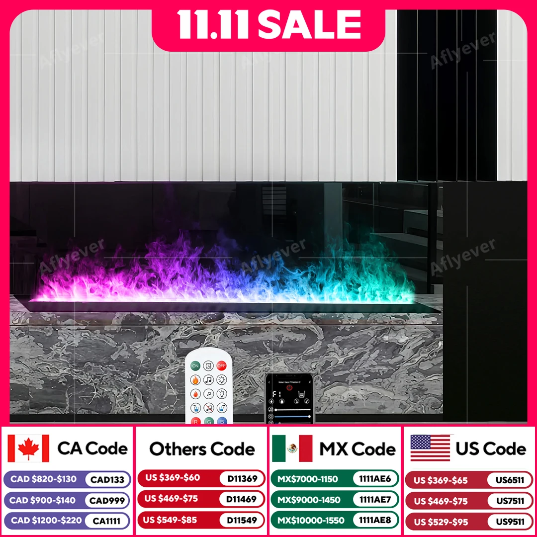 Chimenea de niebla de llama de colores eléctrica 3D para hogar inteligente, mueble de TV con Control inteligente por aplicación, decoración de habitación interior, chimenea de vapor