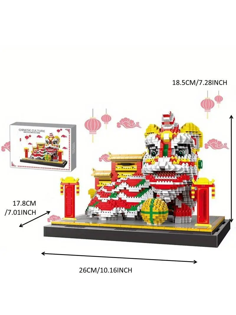 

Конструктор KAVOWORLD 3008Pcs «Танец льва» из микро-блоков, идеально подходит для подарков на День рождения, Рождество, Хэллоуин, Новый год