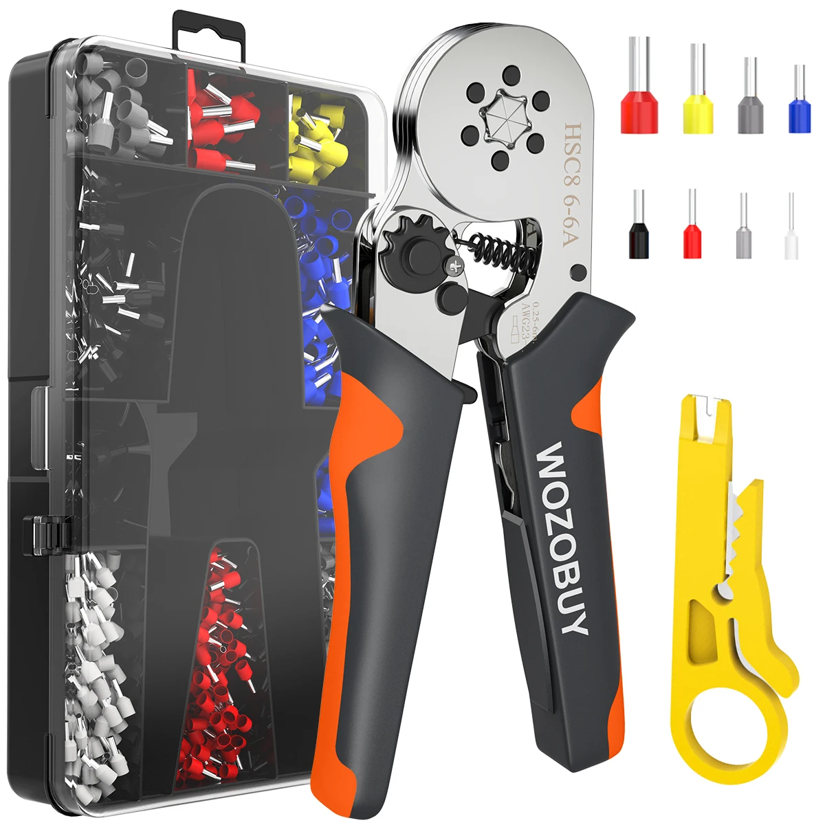 Ferrule Crimping Tool Kit, Self-adjustable Wire Ferrule Crimper Plier Set with 1200pcs Wire Terminals Wire Ends Ferrules