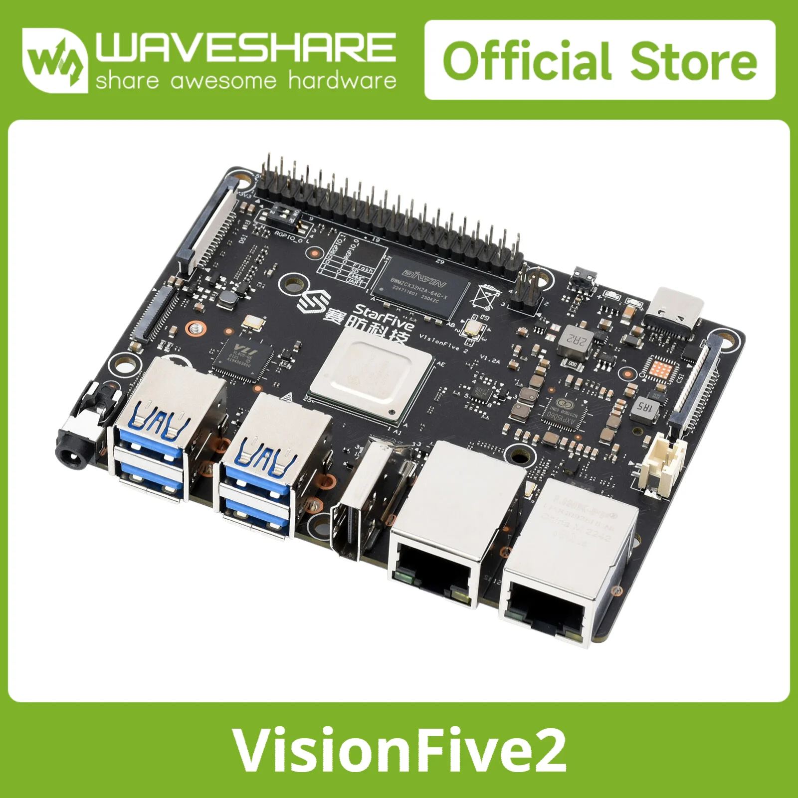 VisionFive2 RISC-V Single Board Computer, StarFive JH7110 Processor With Integrated 3D GPU,Raspberry Pi 5/4 Alternative Solution