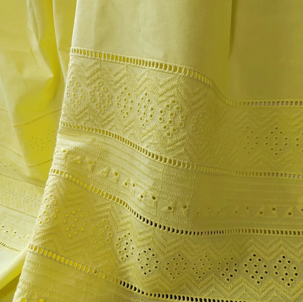 

High Quality Perforated Hollow Embroidery Lace Fabric 100% Cotton for Wedding Dress Sewing Handmade DIY Sewing Cloth