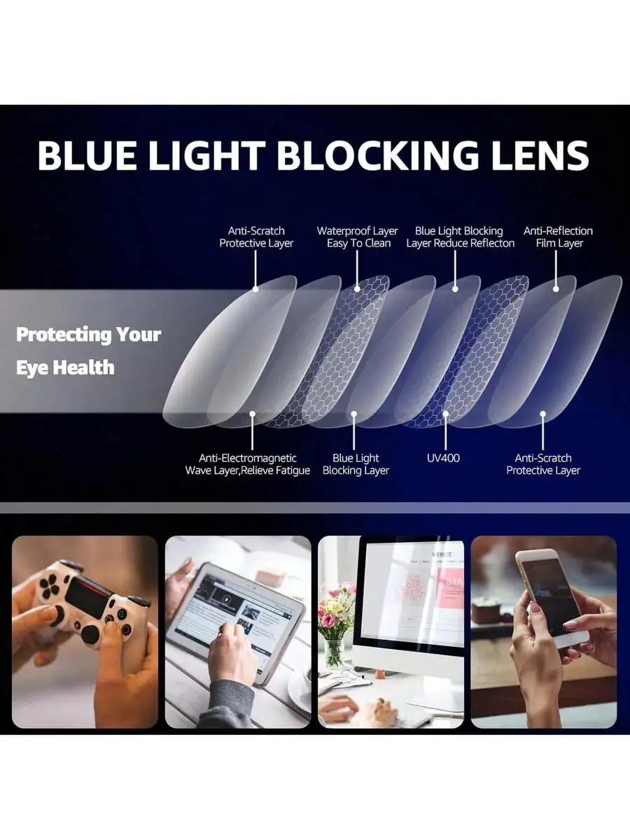 

Clip On Blue Light Blocking Glasses For Computer TV Gaming Anti Eyestrain