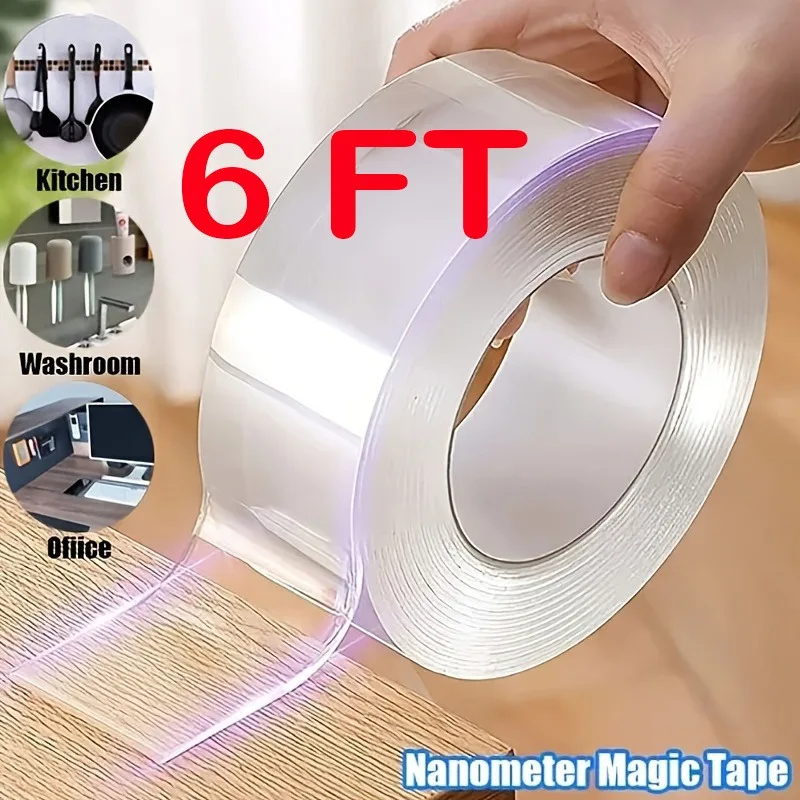 1PCS 2M/6Ft. Alien Tape Nano Tape Stick Nano Locks Anything Without Screw Reusable Tape