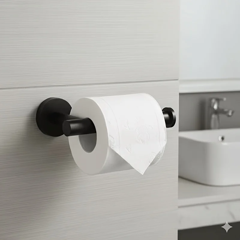 Stainless Steel Toilet Paper Holder, Wall-Mounted Bathroom Roll Holder, Brushed Gold/Black/Silver view 4