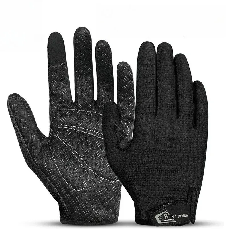 

Cycling Gloves Full Finger MTB Bike Gloves Touch Screen Non Slip Silicone Palm Driving Riding Gloves WEST BIKING Summer