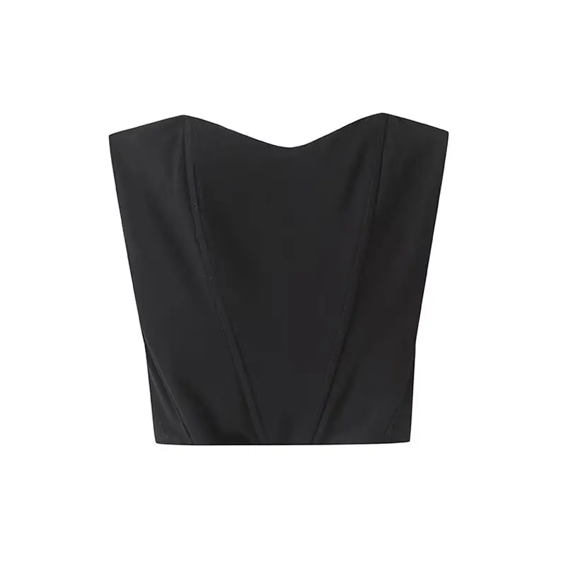 

Женский топ 2026: Новинка лета, модный повседневный топ без бретелек с вырезом «рыбья кость», сексуальный, в стиле ретро, облегающий, шикарный.