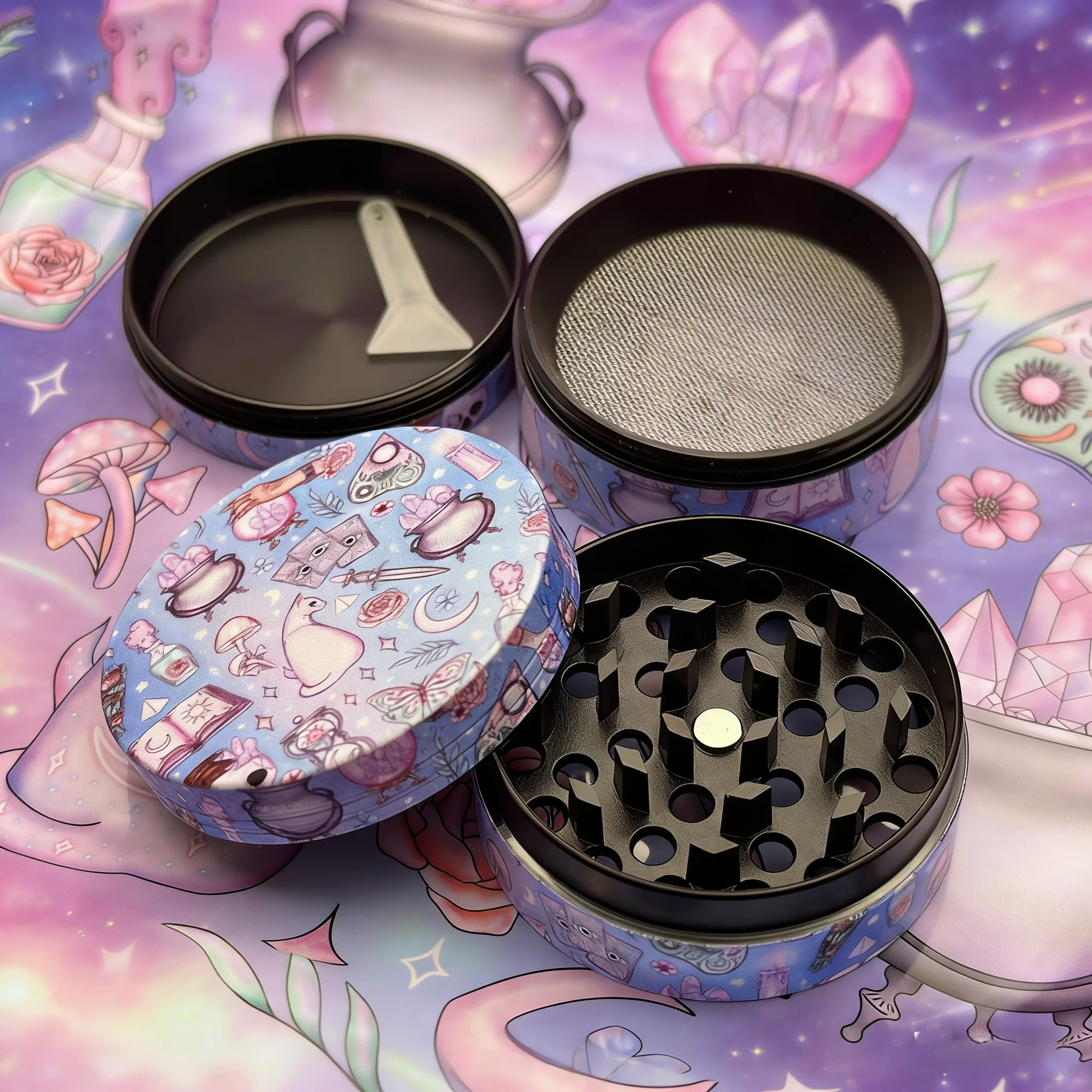 1/2 Pack Mystical Cats Herb Grinder Rolling Tray image 5