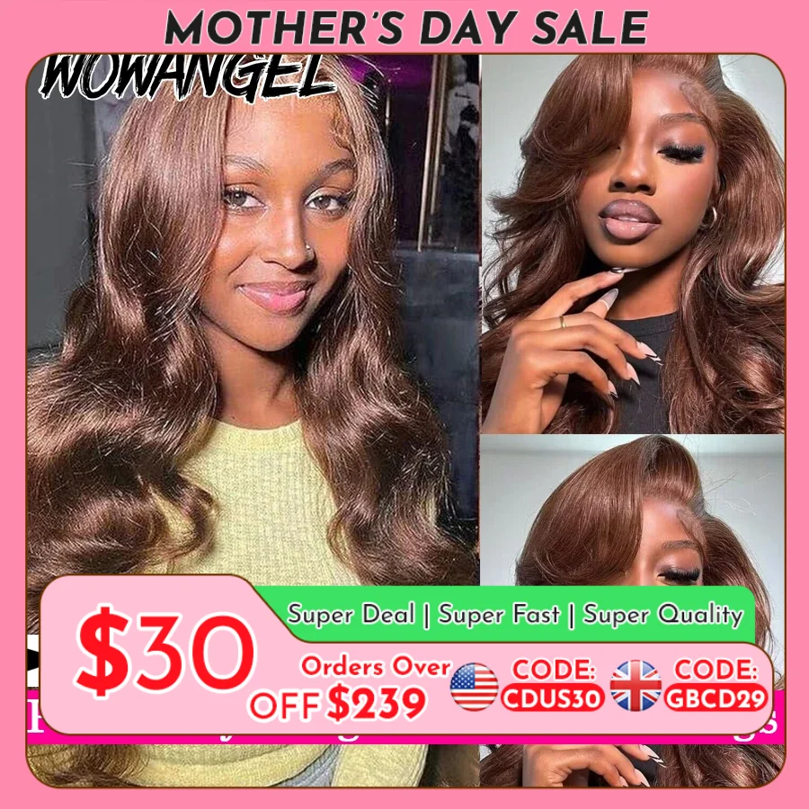 250% Pre Alles 13x6 HD Kant Frontale Pruiken Chocoladebruin Body Wave Pruiken Melt Skins Menselijk Haar pruiken Pre Geplukt Voor Vrouw