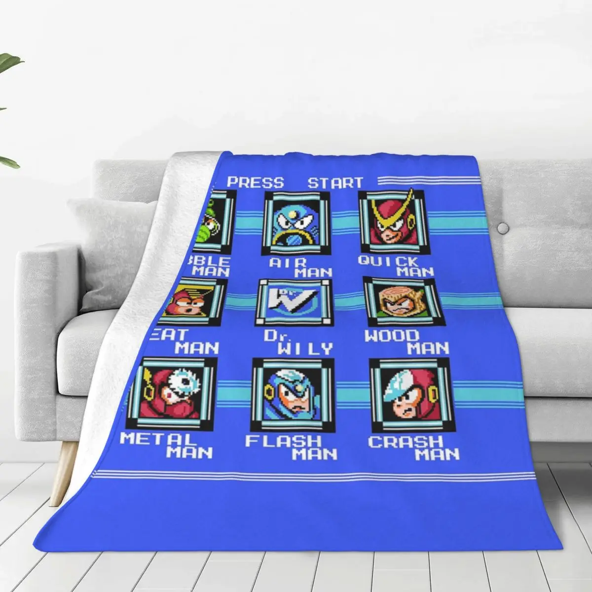 

Mega Man 2 - Stage Select Blankets Flannel Lightweight Sofa Throw Blankets For Couch Bedding Travel Throws Bedspread Quilt