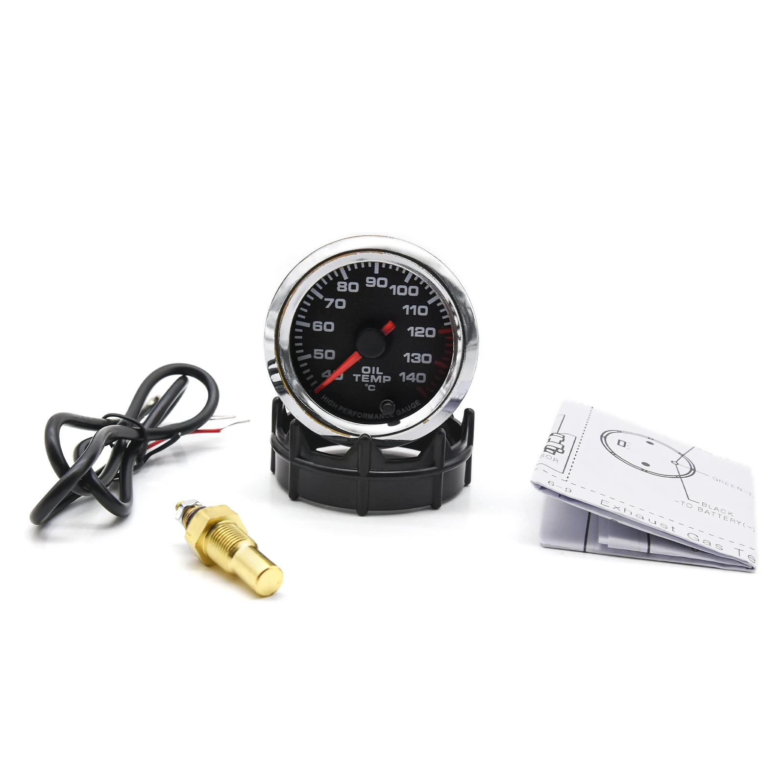 HD 7 Colors 52mm Digital Oil Temperature Meter Oil Temp Gauge Indicator for Car 12V 40-120℃ Coolant Temperature Sensor 10mm