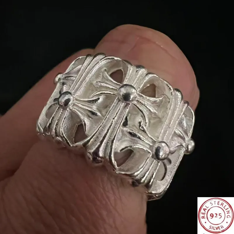 

925 Tibetan Silver Cross Thumb Ring, Vintage Band Ring, Unisex Jewelry for Men and Women