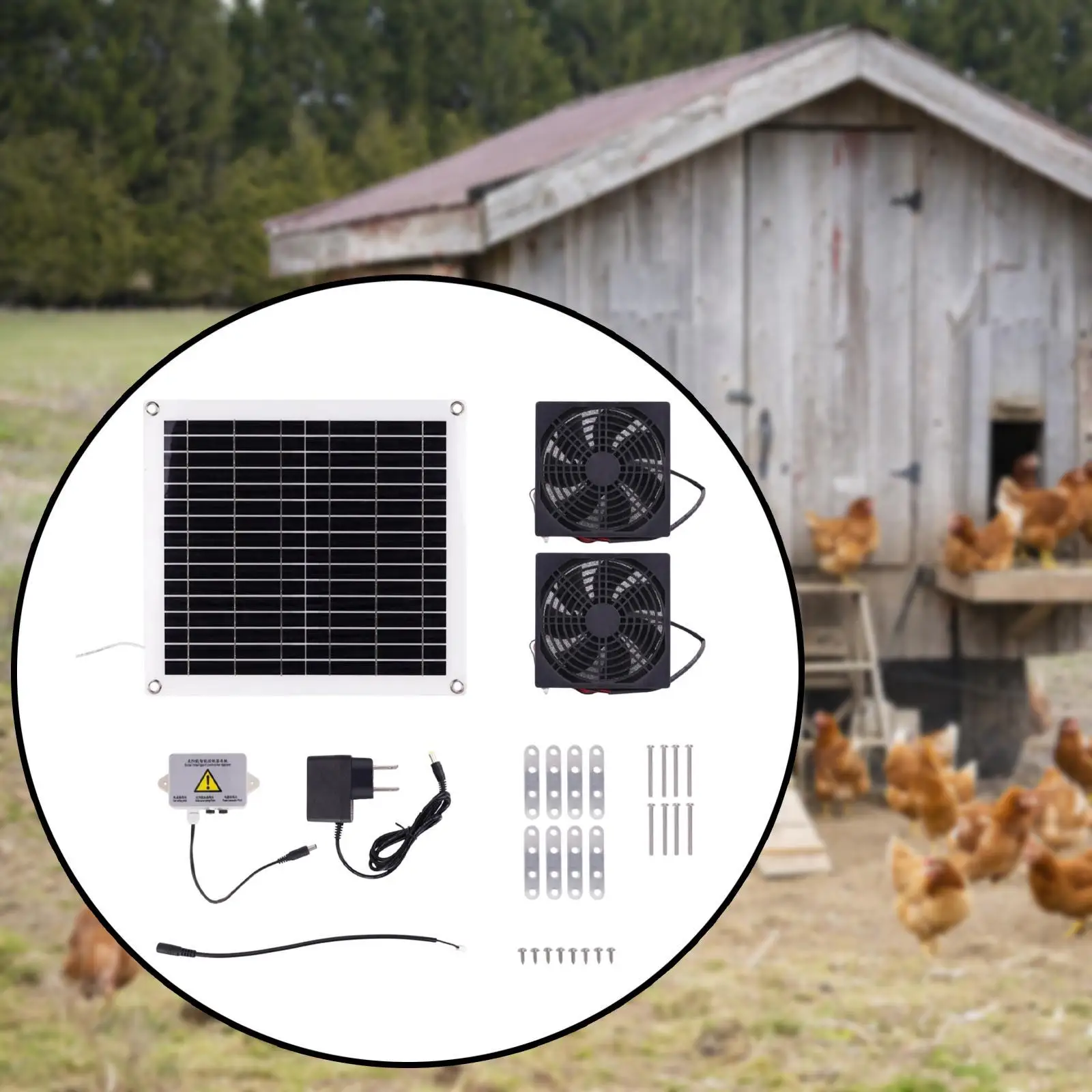 

Solar Exhaust Intake Fan Kit Accessories US Plug Wear Resistant Easy to Install Cooling Ventilation for Chicken Coop Outdoor