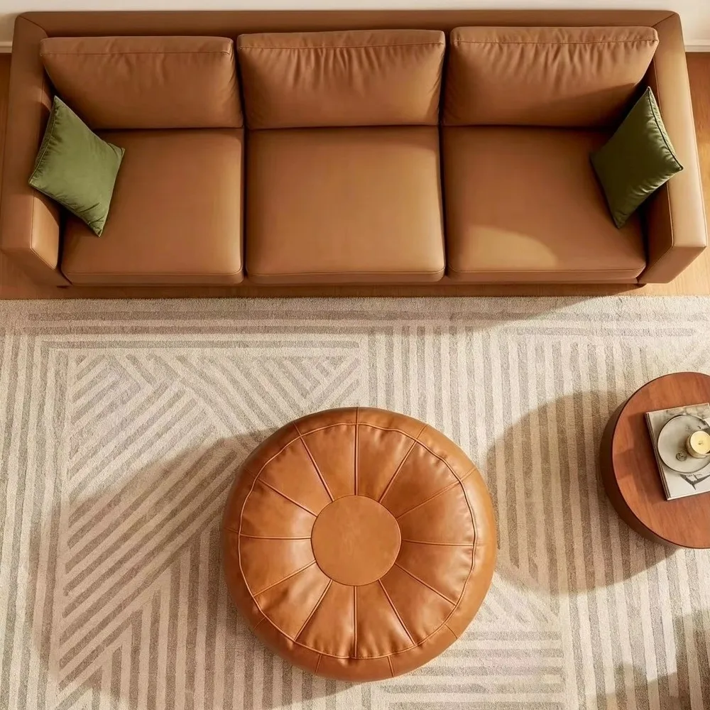 Modern Round Pumpkin Pouf Cover Non-Slip Waterproof Unstuffed Cushion Cover Large Capacity Solid Color Storage Leg Bench Balcony