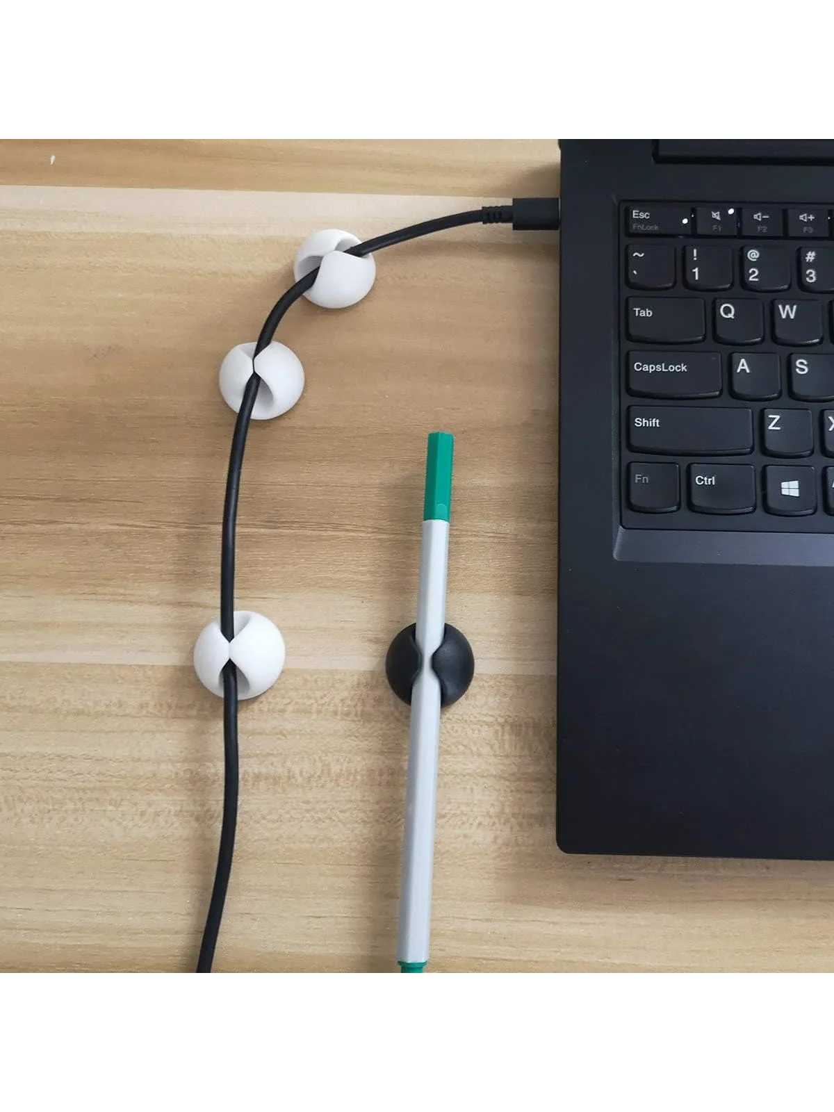 6pcs Cable Clips Organizer for Phone Charging Cable, Cable Holder for Computer, USB Cable, Mouse, Headphone Cable - White