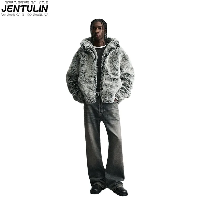Winter New Men's Faux Fur Long-Sleeved Jacket American Retro Fashion Trendy High Street Loose Casual Niche Men's Top 2025 Y2k