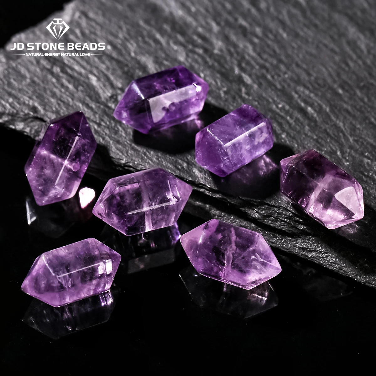 

1 Pc Natural Stone Purple Super Seven Quartz Double Pointed Hexagonal Shape Beads for Jewelry Making DIY Necklace Bracelet