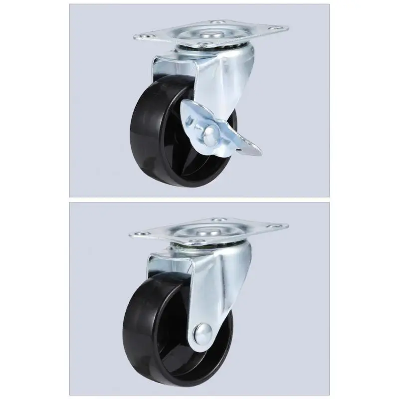 4 Pcs/lot-3 Inch M6/M8/M10/M12 Universal Caster Light Movable Food Truck Brake Rubber Wheel