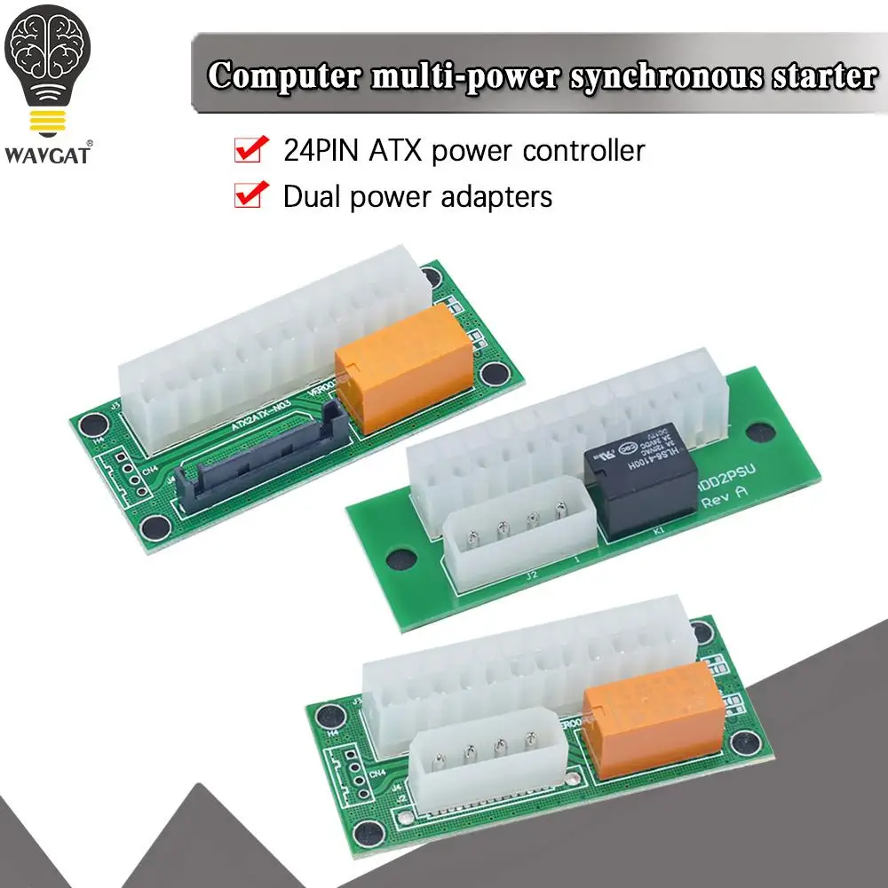Новый add2psu VER004 ATX 24Pin to Molex 4Pin SATA Dual PSU Блок питания Sync Starter Удлинитель кабеля для машины BTC Miner