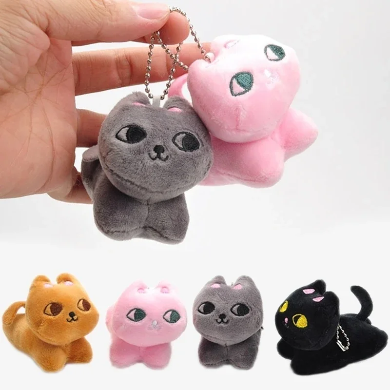 Cat Shape Cute Cartoon Plush Anime Toy Doll Game Cute Cat Plush Pendant Key Chain Accessories Gift Random