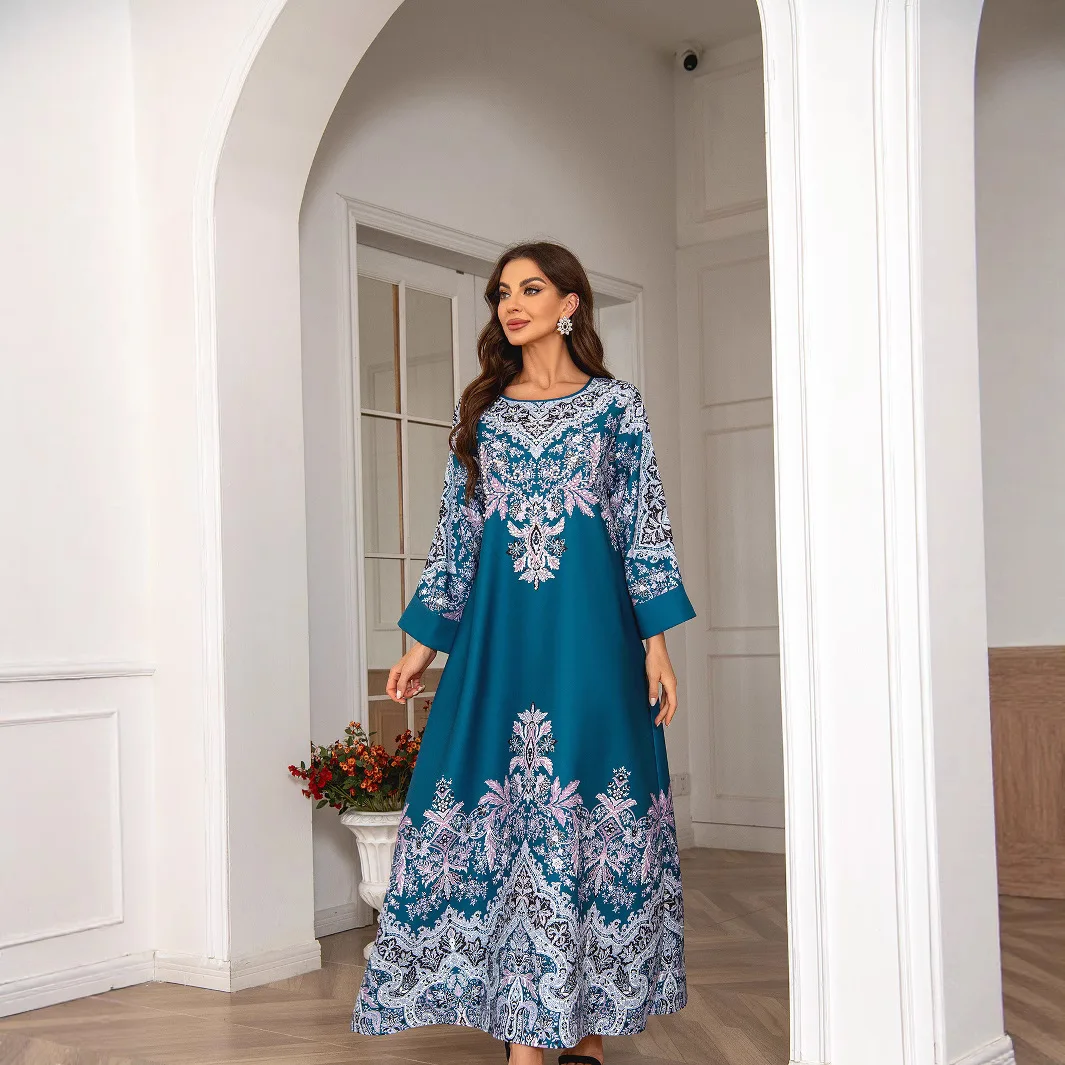 Amazon vend des robes pour femmes du moyen-orient, des robes musulmanes arabes, des vêtements pour femmes, une robe Abaya imprimée unique cw53972