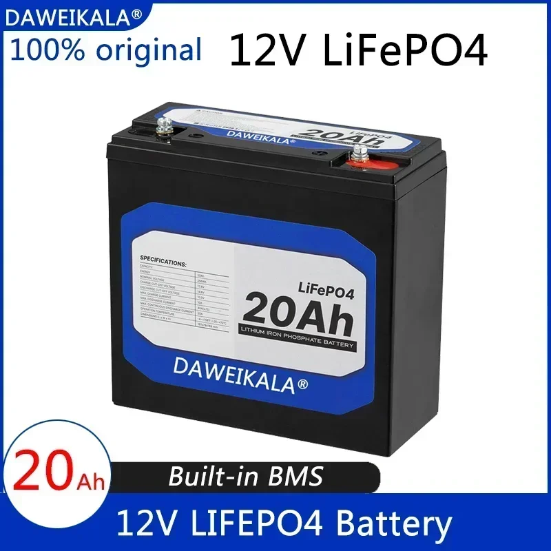 New 12V 20Ah LiFePo4 Battery Lithium Iron Phosphate 12V 24V LiFePo4 Rechargeable Battery for Kid Scooters Boat Motor No Tax