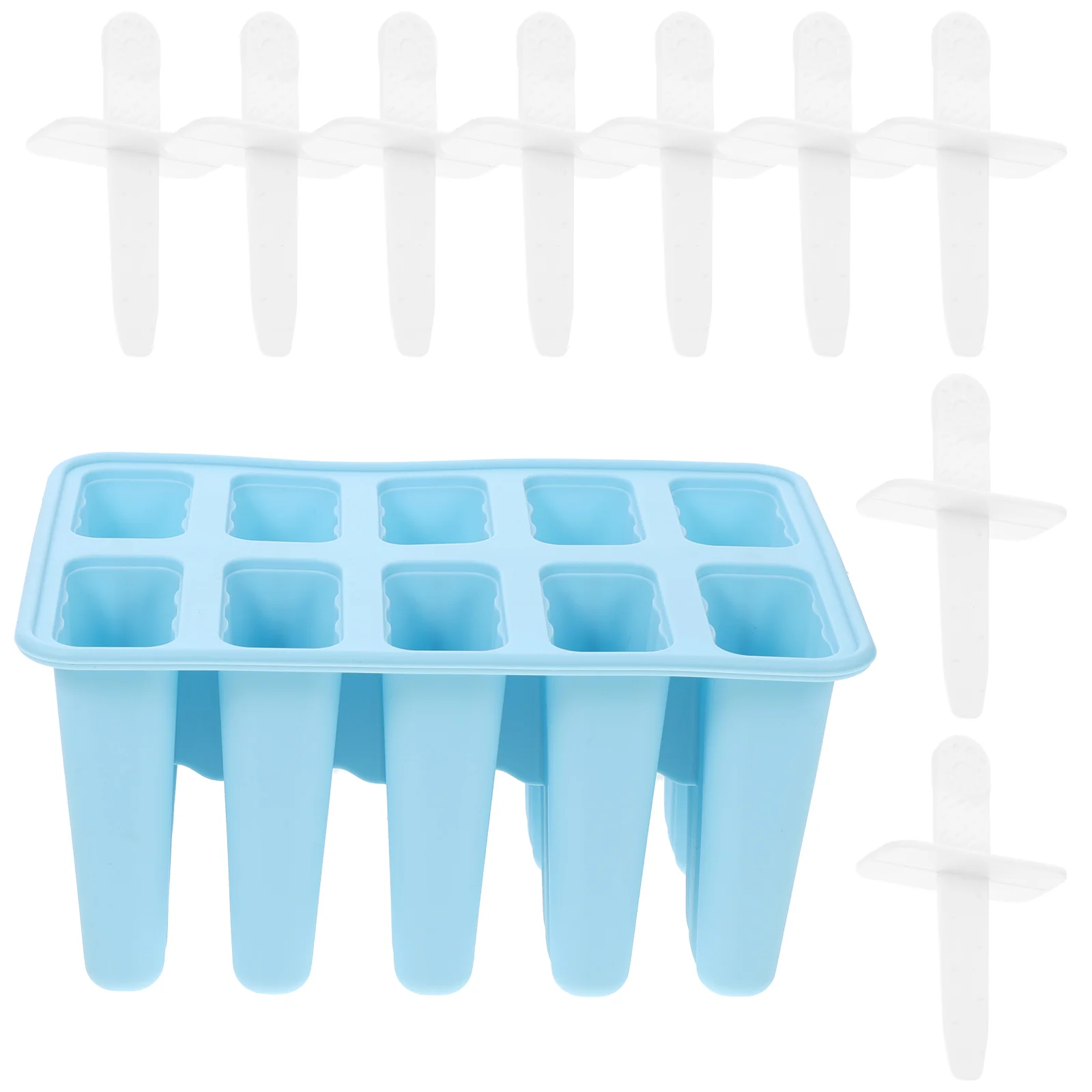

10 Grids Silicone Ice Cream Mold Food-Grade Ice Sucker Maker Popsicle Mold for Treats Making Healthy Snacks