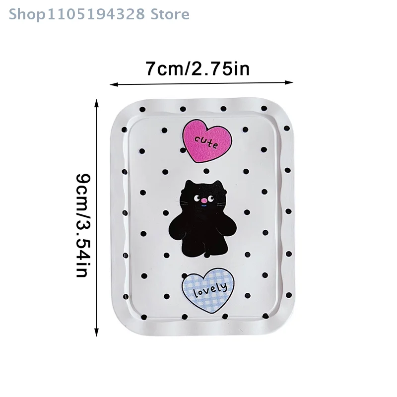 [MP] Specchio per trucco da viaggio pieghevole portatile con gatto nero cartone animato con mini strumento per trucco portatile a pettine per donne e ragazze