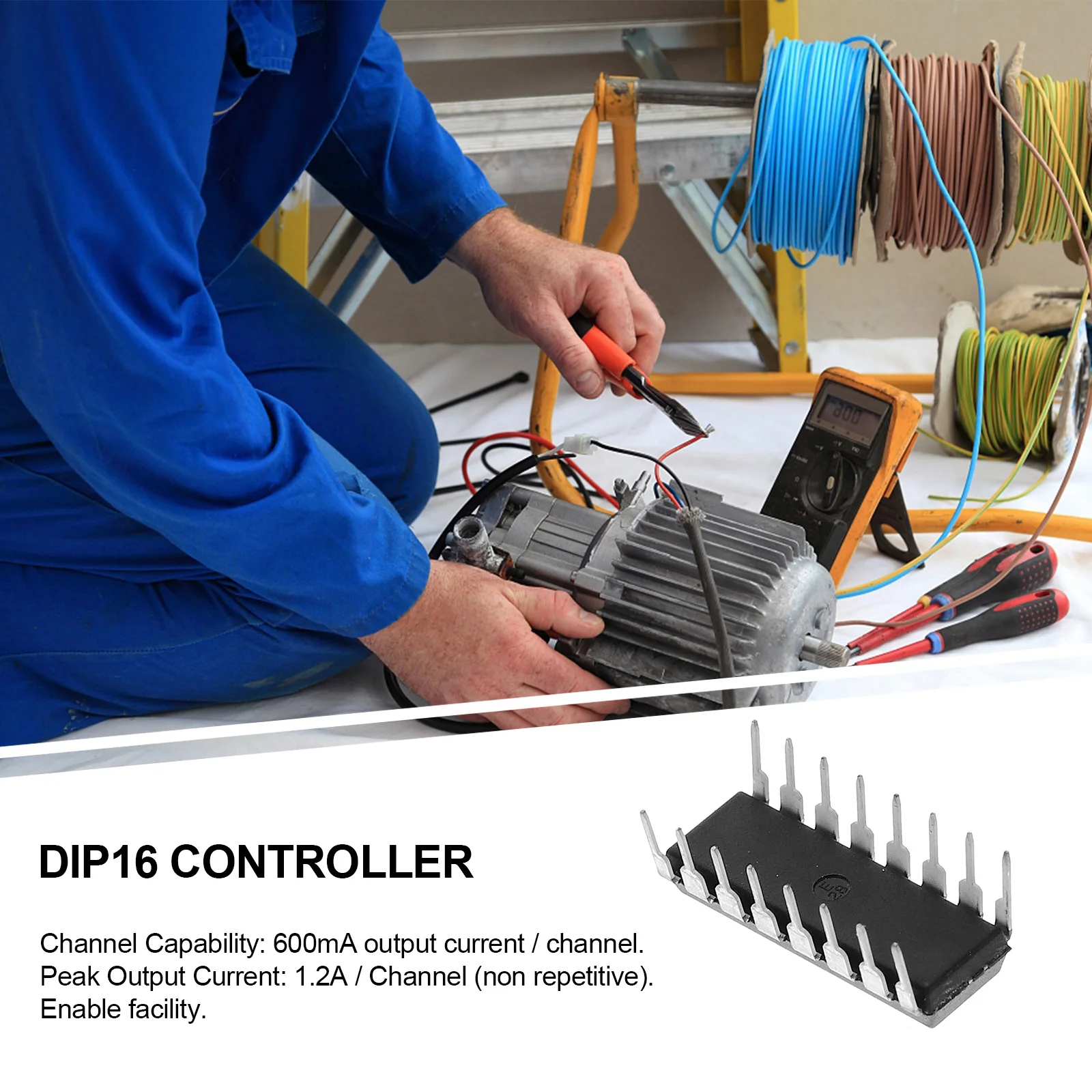 10pcs L293D Motor Controller IC Driver 16 Pin Stepper Controller 600mA .2A Peak Current Black Hard Alloy Plastic Tool