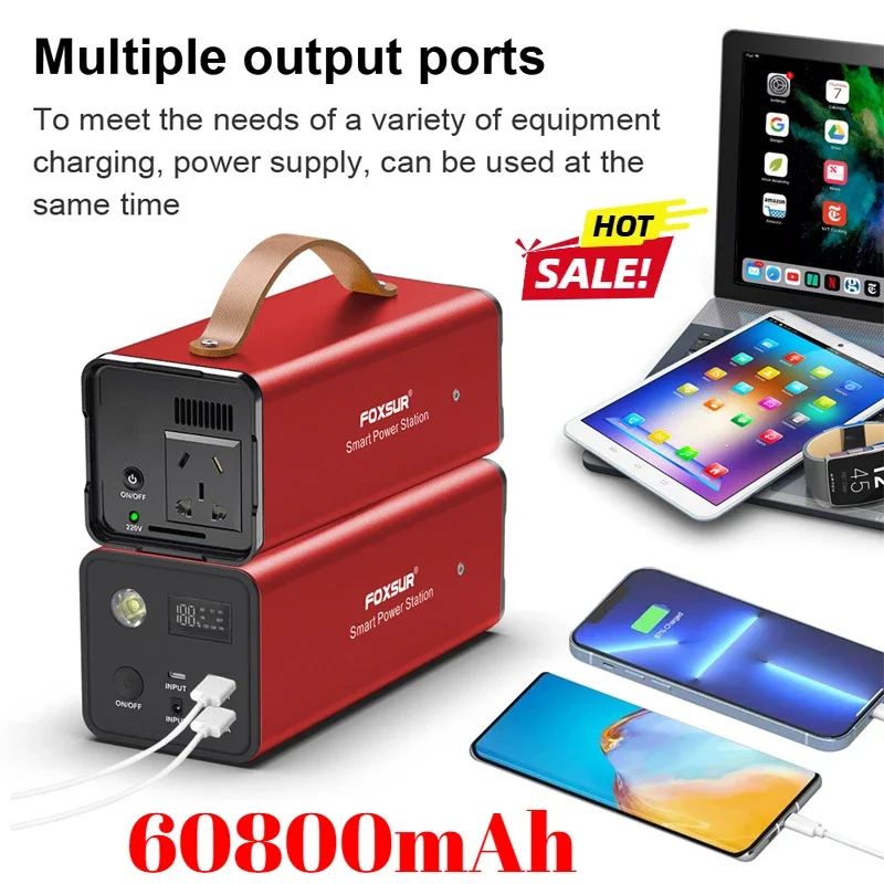 220 فولت 200 واط 60800 مللي أمبير سعة كبيرة سريع قوة البنك المحمول الطاقة التيار المتناوب بطارية الناتج شاحن بطارية آيفون 220 فولت السفر قوة البنك