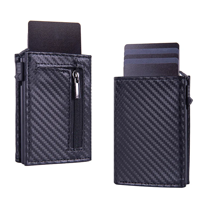 Carbon Fiber Aluminum Automatic Pop-up Card Wallet for Men, RFID Blocking Anti-Theft Credit Card Clip High Quality Card Holder