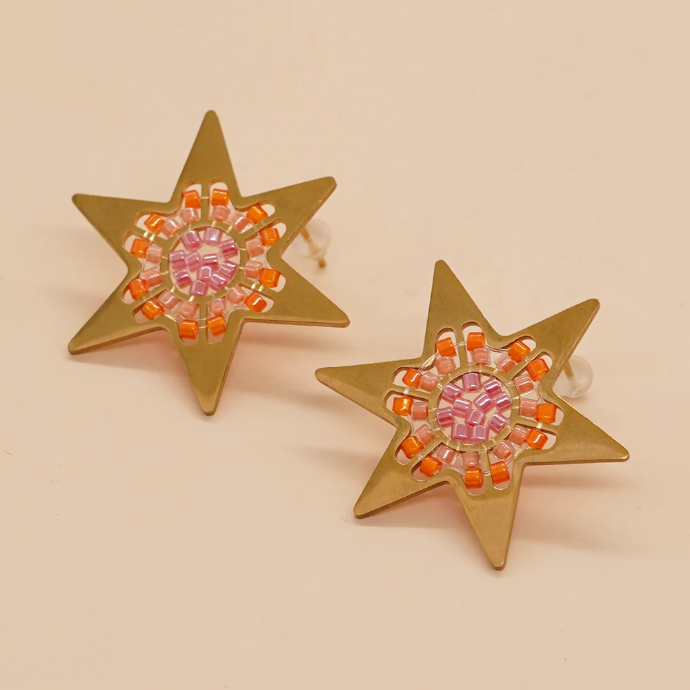 

Go2Boho Miyuki Earings Weaving Handmade Star Gift Lucky For Women Girls Bohemia Stud Fashion Accessories Jewelry Temperamen