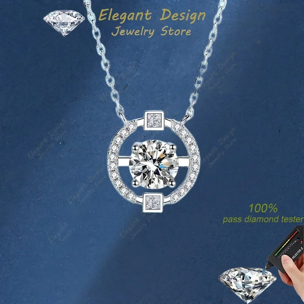 Elegant Design 1/2CT Moissanite Star Chart Pendants Chain, Platinum Pt950 Beating Heart Necklaces for Women Gift Fine Jewelry