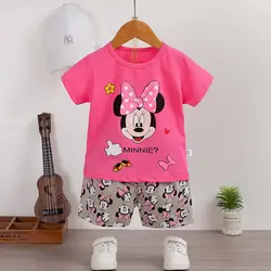 2024 Baby girls clothes Summer Children's Short Sleeved Suit Girls T-shirt + Shorts Outfits Disney 0-3Age