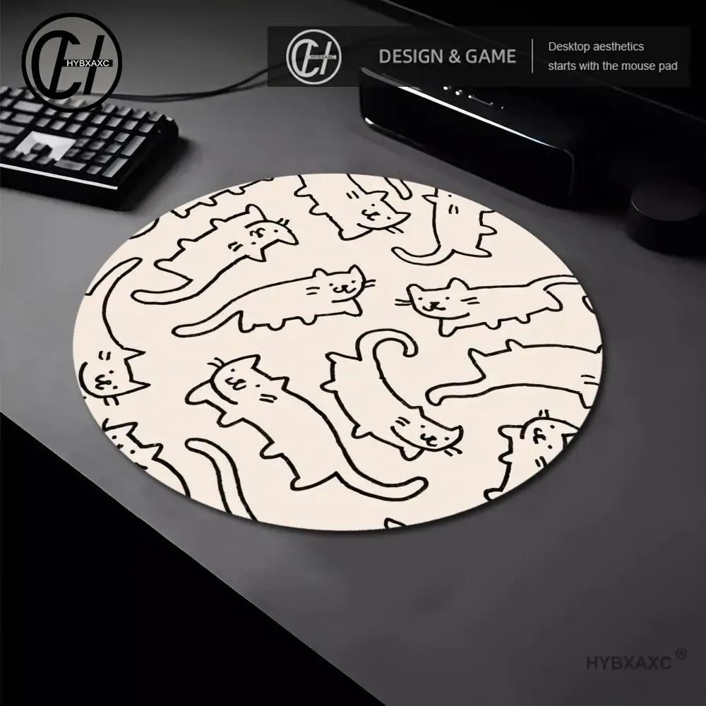 Line Cat Mouse Pad Laptop Mouse Mat For Home Office Gaming Desk Laptop Accessories Desk Interior desk mat HYBXAXC 220x220x2mm