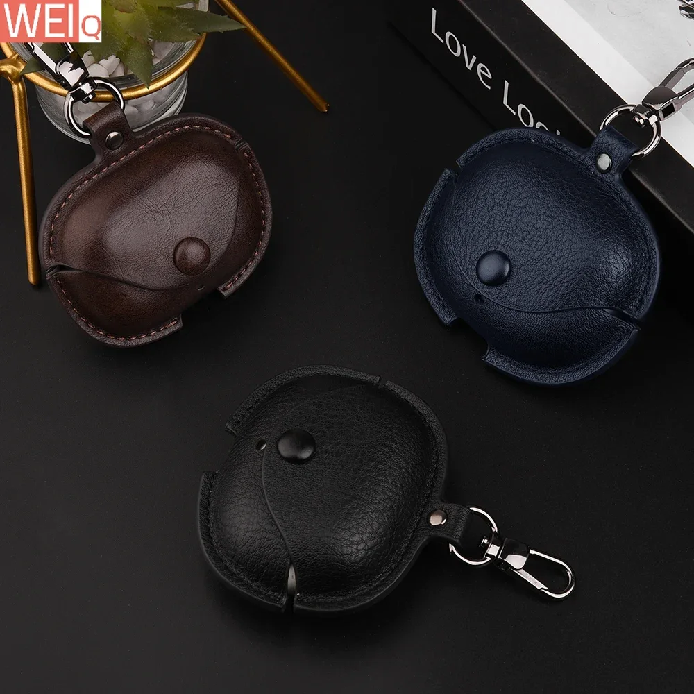 Solid color headphone case For realme Buds Air 5 Pro Business leather earphone case Cover Headphone Sleeve Funda