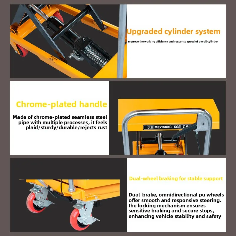 Manual lifting platform truck scissor hydraulic lift loading and unloading