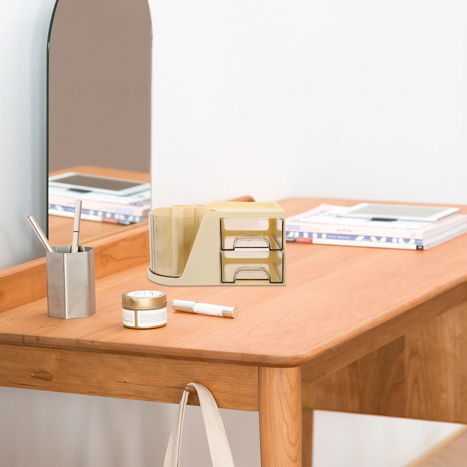 

Makeup Brush Organizer Box Large Capacity Rotating Storage Container Desktop Vanity Holder Pencil Holder For Desk