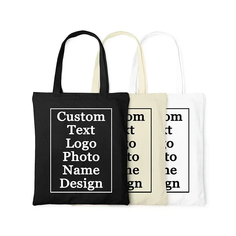 Customized Canvas Bags Shopper Shoulder Bag Big Women Designer Handbags Shopping Tote Casual Woman Grocery Customizable Fabric