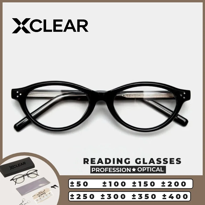 

XCLEAR Luxury Women Oval Eyeglasses Black Full Rim Frame Anti Glare HD Lens Versatile Business Style Comfortable Daily Wear