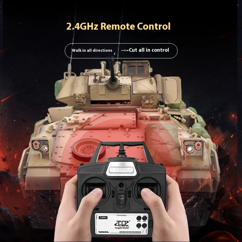 1/16 Bradley Custom Remote Control M2a2 Sound And Light Smoke Infantry Tank Td Second-generation Motherboard Model Toy Gift