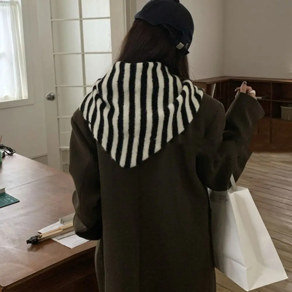 Mode Koreanischen Stil Gestreiften Schal Kaschmir Winter Schal Hals Wärmer Verdickt Gestrickte Dreieck Schal Student